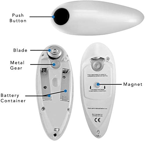 YUET Elektrische blikopener blikopeners draagbare One Touch Automatic + Gratis Flessenpot Grip Mate Batterij Werkt Handsfree voor Senioren met Artritis Elimineren Handpijn Voorkom verwondingen Stam