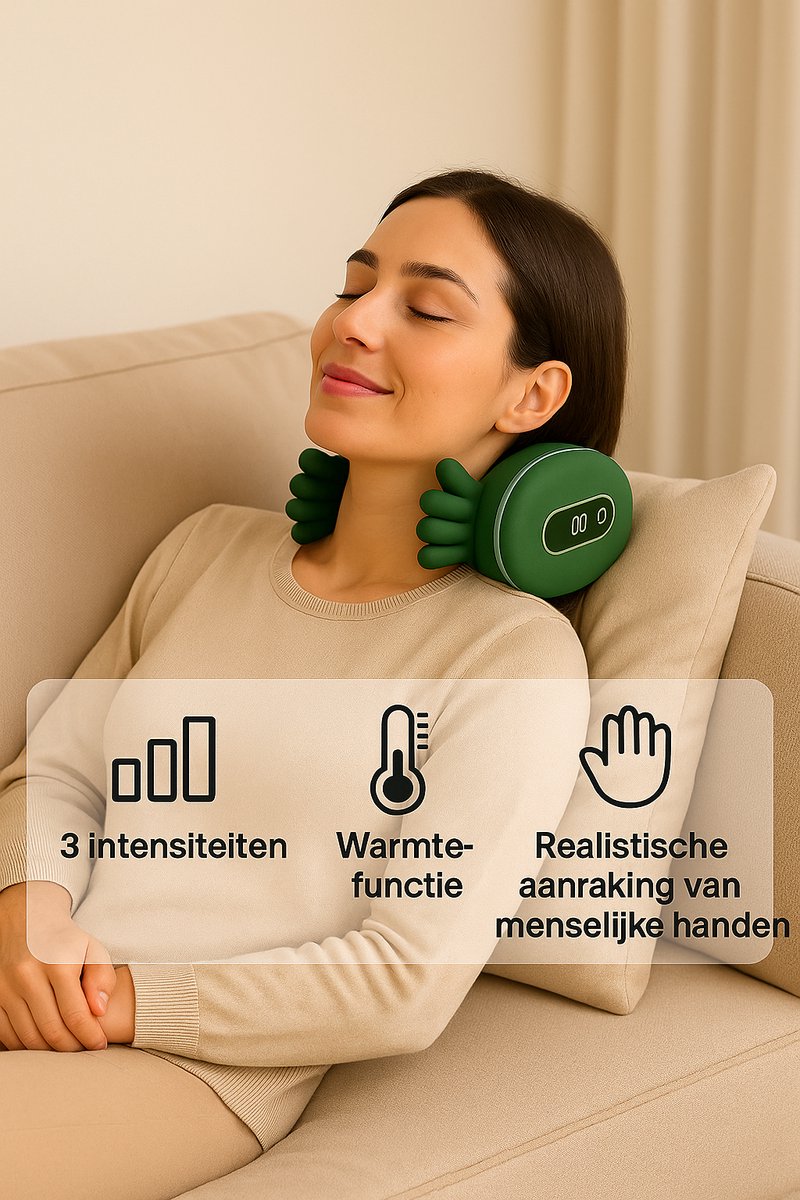 3-in-1 Nekmassage Apparaat met Warmtefunctie – Massage voor Nek & Schouders – Elektrische Nekmassager – Draadloos & Ergonomisch Ontwerp – Inclusief Verkoelende doek