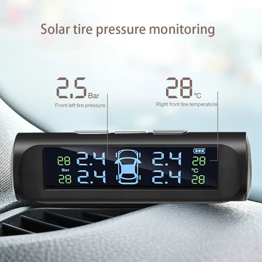SafeTire Pro™ – Slimme Bandenspanningscontrolesysteem met Zonne-energie en Realtime Monitoring