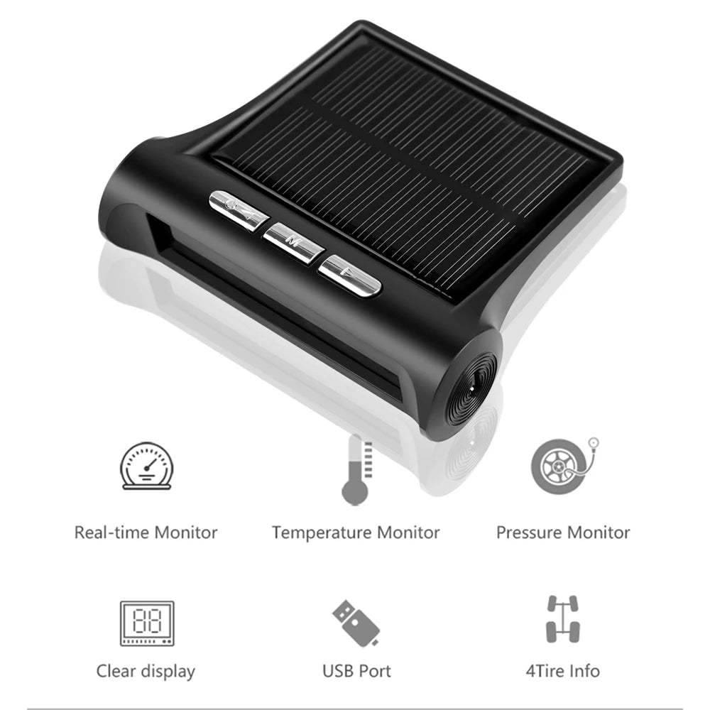 SafeTire Pro™ – Slimme Bandenspanningscontrolesysteem met Zonne-energie en Realtime Monitoring