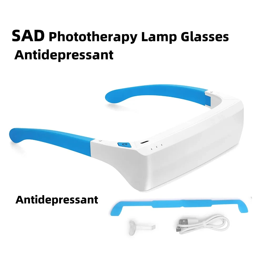 Lichttherapiebril - Blauw en Witlicht - 3 Sterktestanden - Lichttherapie Lamp - Daglichtbril - Winterdepressie Lamp - Lichttherapielamp - Daglichtlamp - Lichttherapie Bril - Lichttherapie