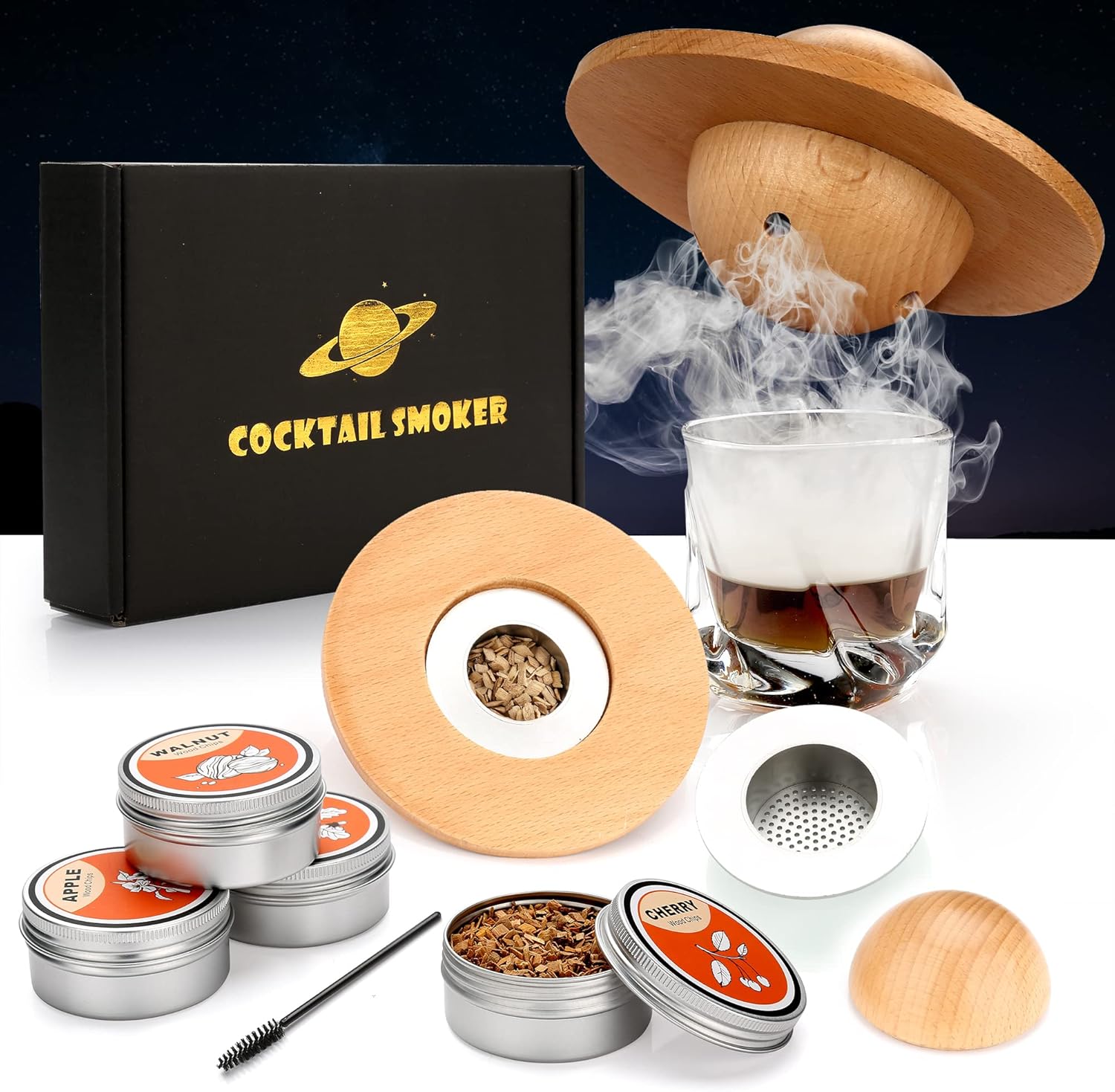 Deluxe Cocktail Smoker Kit – Compleet met 4 Aromatische Houtsnippers & Accessoires