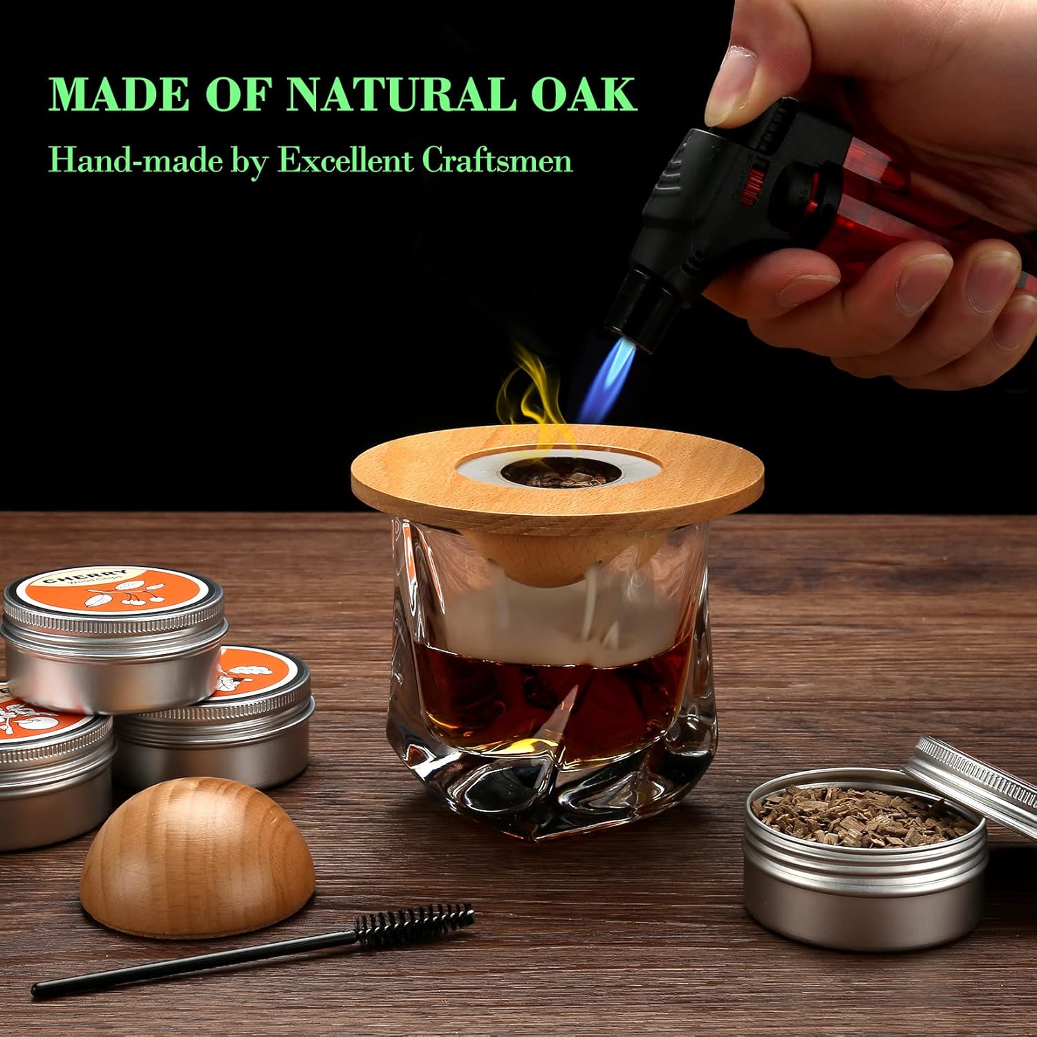 Deluxe Cocktail Smoker Kit – Compleet met 4 Aromatische Houtsnippers & Accessoires